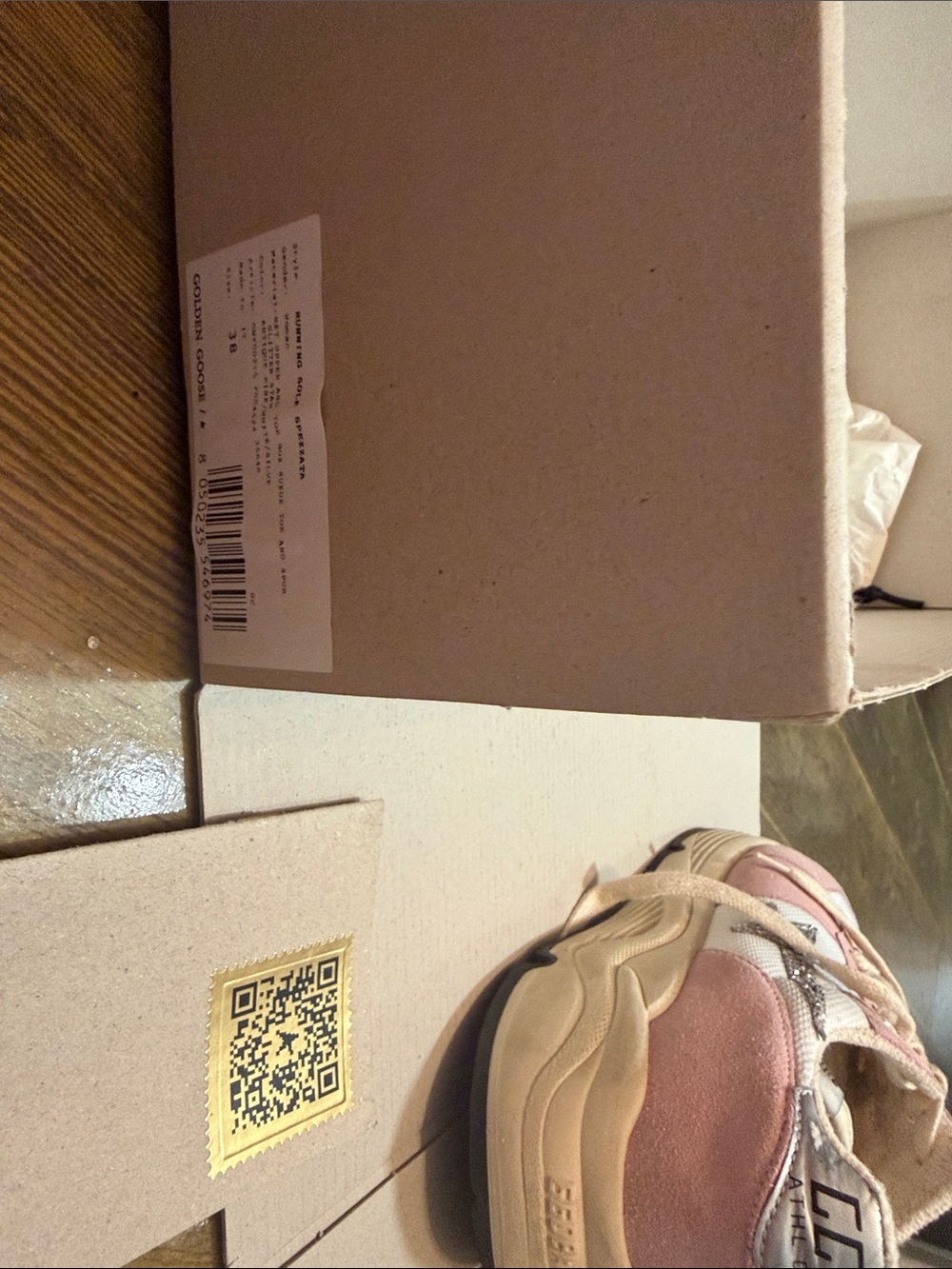 Golden Goose Pink and White Glitter Star Sneakers - Picture 5 of 10